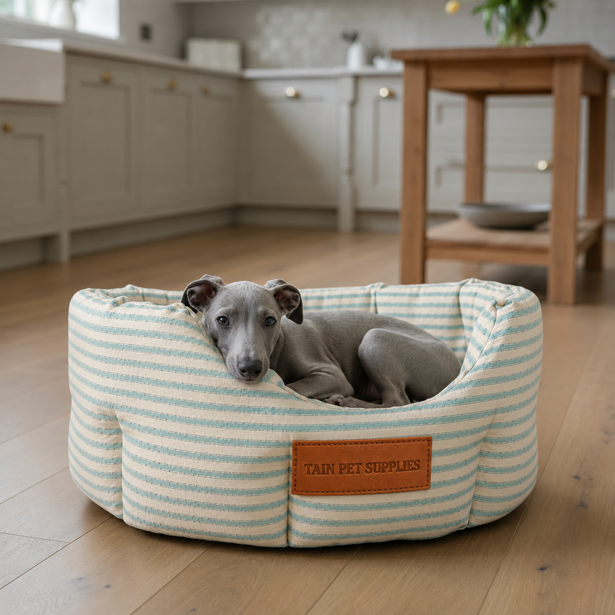 TAIN PET SUPPLIES Luxury Dog Bed Mint Stripe