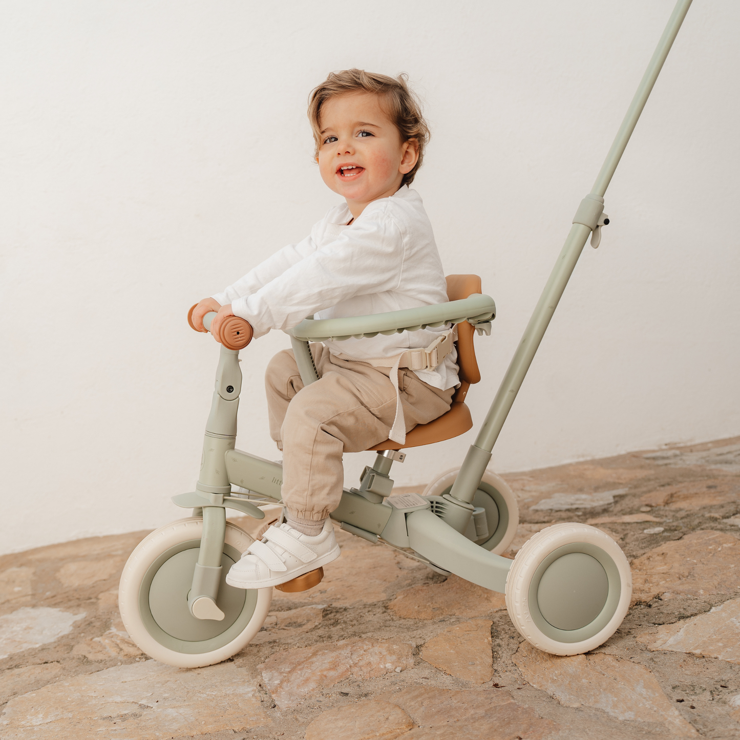 Little Dutch Kids Tricycle Green with Push Handle